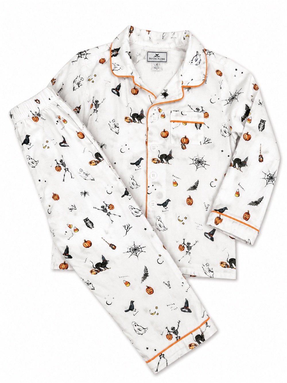 Petite Plume Halloween Pajama Set Size 6 | Ghost Pumpkin Witch Print Cotton PJs